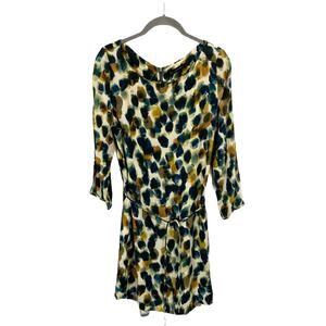 Zara Basic Dress Tie Waist Watercolor Size M Blouson Tunic Style Classic Cool